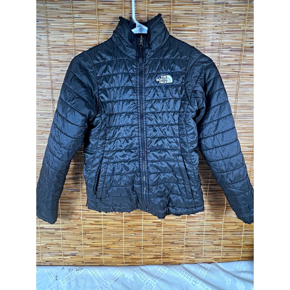 The North Face Girls Black Puffer Jacket M (10/12) Full Zip 2 face
